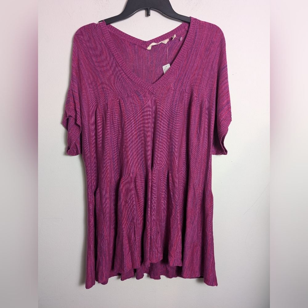 Soft Surroundings tunic sweater Palmetto Knit Magenta Purple Viscose Sz M